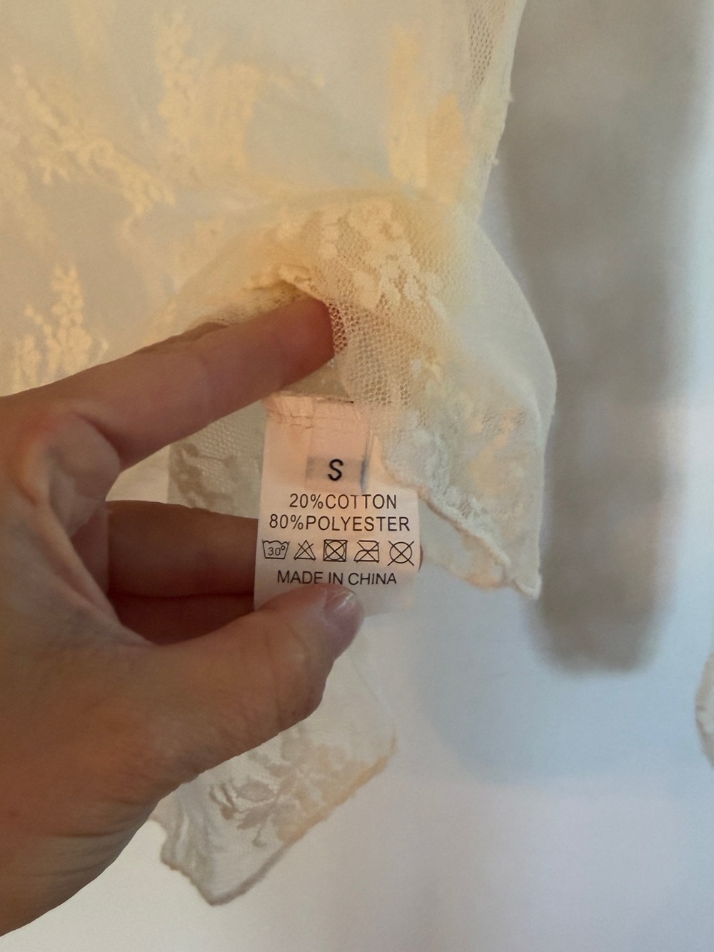 Sheer Lace Long-Sleeve Top - Cream - Picture 2 of 2